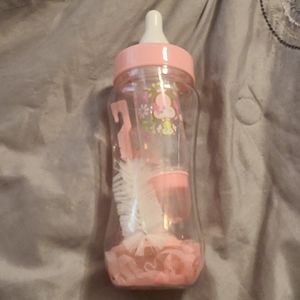 Baby bottle set with piggy bank